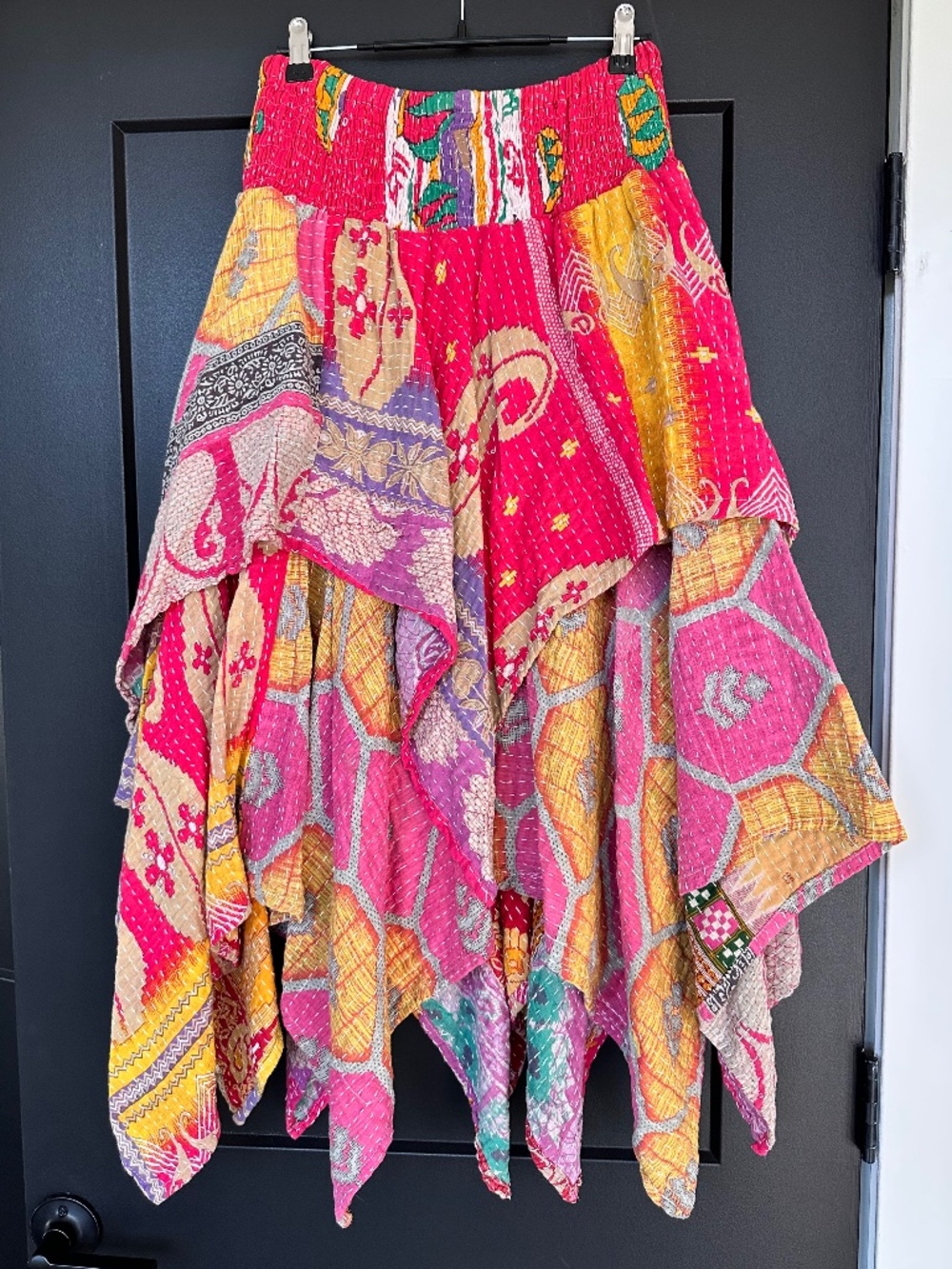 Pareo Kantha Bae Pixie Hand-Stitched Asymmetrical Skirt / Tunic Top OSFM